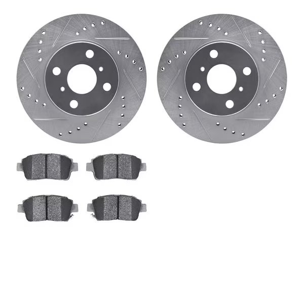 7502-76066, Rotors-Drilled and Slotted-Silver with 5000 Advanced Brake Pads, Zinc Coated, Dynamic Friction Co, Mfr#: 7502-76066